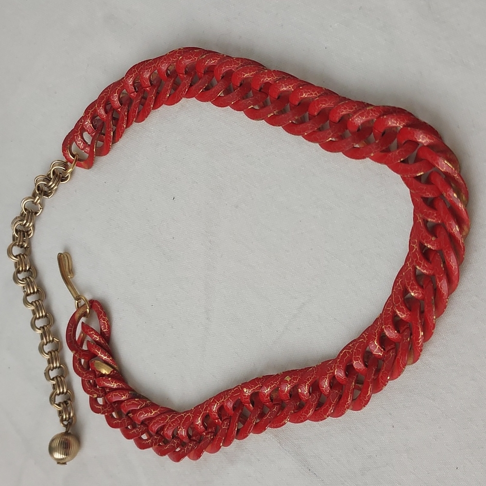 Chunky chain metal choker necklace red gold retro chain necklace unisex